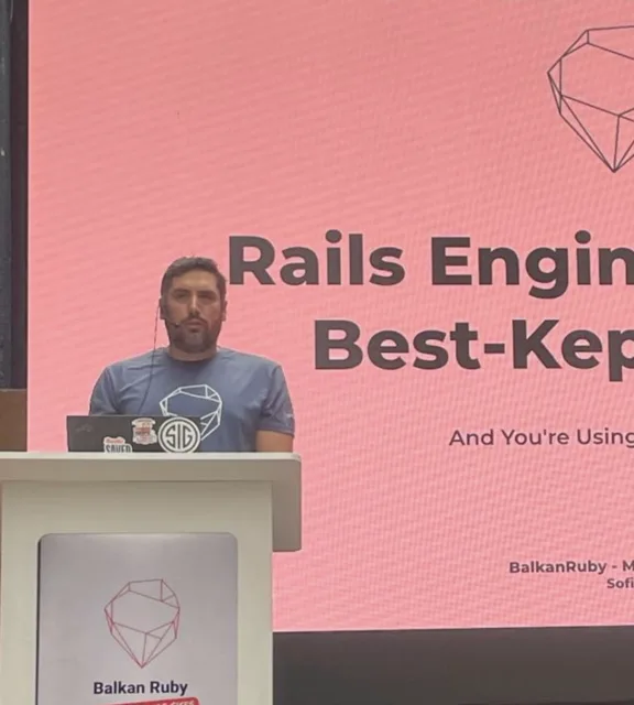Giovanni Panasiti speaking at Balkan Ruby 2026 in Sofia